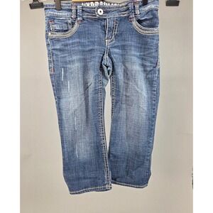 Hydraulic Capri Jean Women Size 3 4 Blue Denim Thick Stitch Y2K Retro Boho Indie